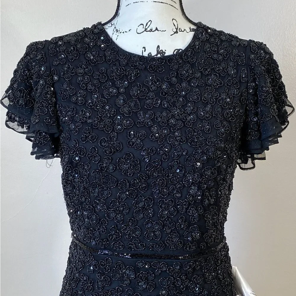 Mac Duggal Floral Beaded Sheath Dress size 2
